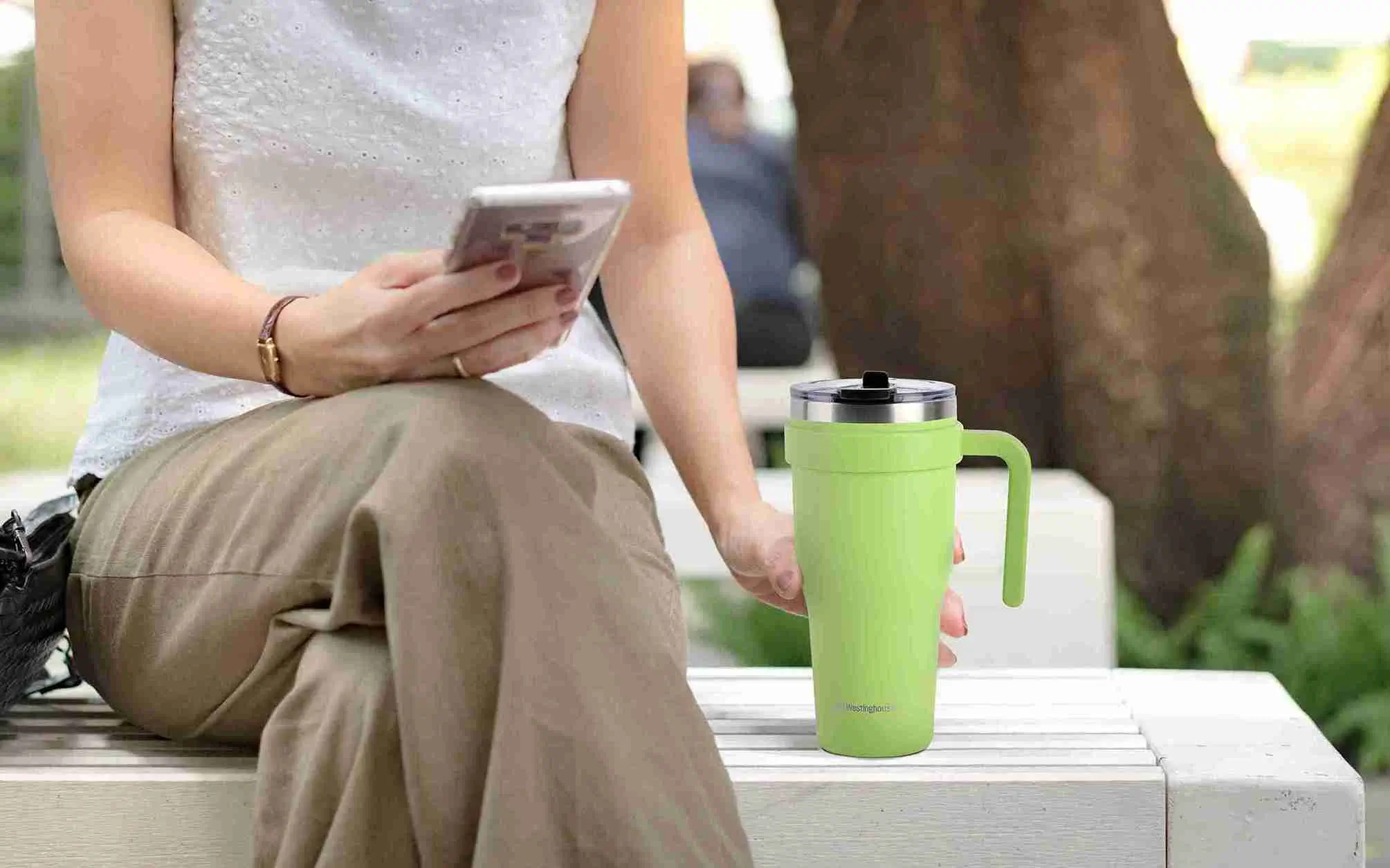 Westinghouse 40oz double wall stainless tumbler with handle for all-day hydration - Image 4